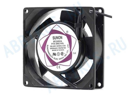 Вентилятор  220В;   92х92х25мм;   SUNON SF23092A, "VNT-113781" P/N2092HSL скорость:2750 об/мин, 13Вт