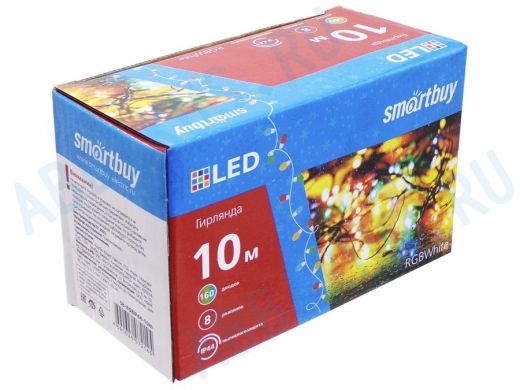 LED Гирлянда Smartbuy с контроллером, RGB, 10м, 160 диодов, IP44, прозрачный провод (SB-RGBIP44-10m)