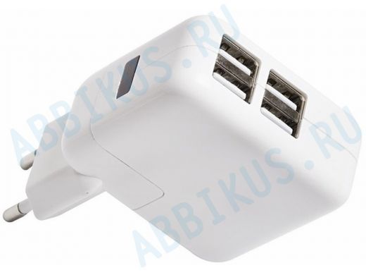 Зарядное устройство 4xUSB  REXANT переходник+адаптер (5V, 2 выхода x 2100mA и 2 выхода x 1000mA)