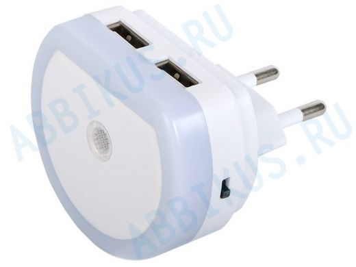 ФАZA NL-01 USB( датчик освещ., 2хUSB-выход) ,230В, светильник-ночники зарядное устройство  2 в 1,осн