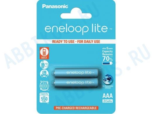 Аккумулятор  ААА  550 mAh 1,2В  Panasonic Eneloop lite BK-4LCCE/2BE  BL-2 (цена за 1 элемент)