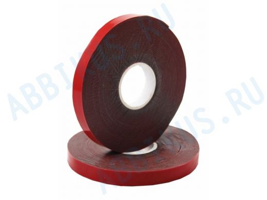 Скотч двухсторонний, красного цвета на серой основе, 6мм, 5метров  R09-6006