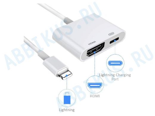 Орбита OT-AVW53 переходник (штекер Lightning - гнездо HDMI/Lightning) 15 см