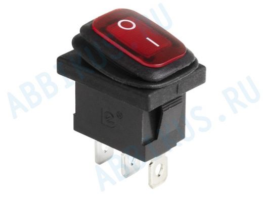 Выключатель клавишный 250V 6А (3с) ON-OFF красный  с подсветкой  Mini ВЛАГОЗАЩИТА REXANT