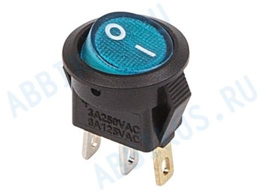 Выключатель клавишный круглый 250V 3А (3с) ON-OFF синий  с подсветкой  Micro  REXANT