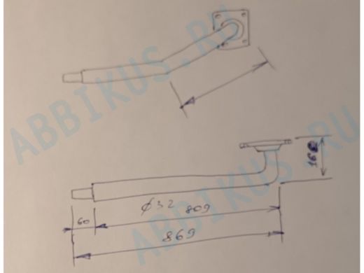 Поручень пристенный, длина  80см вылет 16см, угол 35гр 