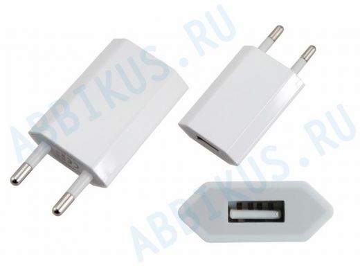 Зарядное устройство с 1USB  5 Вольт 1А USB белое (СЗУ) (5 V, 1000 mA)
