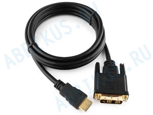 Кабель HDMI-DVI  Cablexpert CC-HDMI-DVI-6, 19M/19M, 1.8м, single link, черный,позол.разъемы, экран,