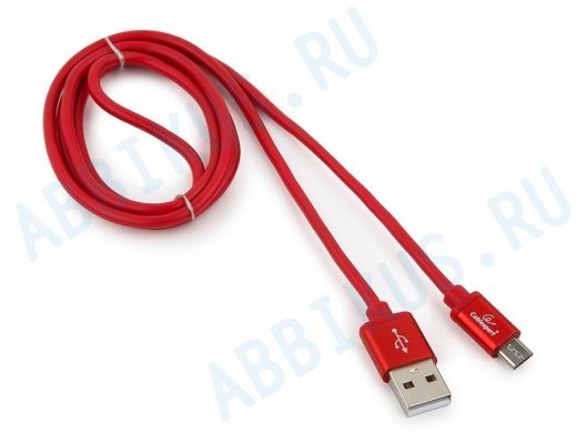 Кабель микро USB (AM/microBM)  1.0 м Cablexpert CC-S-mUSB01R-1M, USB 2.0, серия Silver, красный