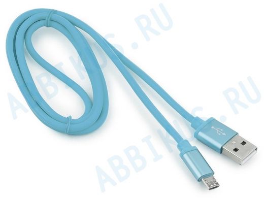 Кабель микро USB (AM/microBM)  1.0 м Cablexpert CC-S-mUSB01Bl-1M, USB 2.0, серия Silver, синий