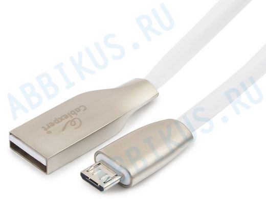 Кабель микро USB (AM/microBM)  1.0 м Cablexpert CC-G-mUSB01W-1M,  USB 2.0 ,серия Gold, белый