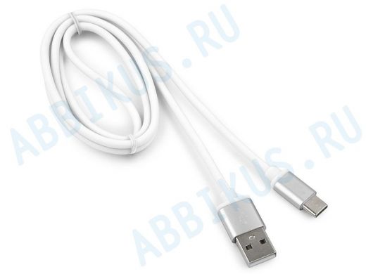 Шнур USB / Type-C Cablexpert CC-S-USBC01W-1M, AM/Type-C, серия Silver, длина 1м, белый, блистер,2,0