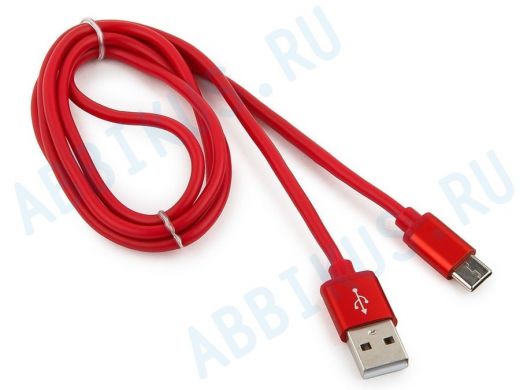 Шнур USB / Type-C Cablexpert CC-S-USBC01R-1M, AM/Type-C,серия Silver, длина 1м,красный,блистер, 2,0