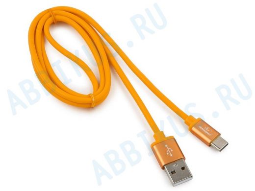 Шнур USB / Type-C Cablexpert CC-S-USBC01O-1M, AM/Type-C,серия Silver,длина 1м,оранжевый,блистер,2,0