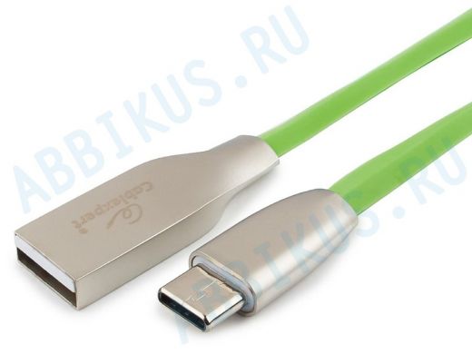 Шнур USB / Type-C Cablexpert CC-G-USBC01Gn-1M, AM/Type-C, серия Gold, длина 1м, зеленый, блистер