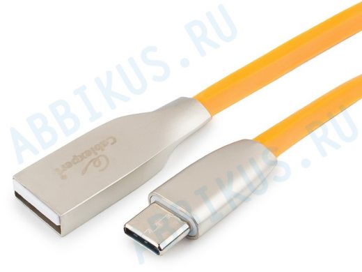 Шнур USB / Type-C Cablexpert CC-G-USBC01O-1M, AM/Type-C, серия Gold, длина 1м, оранжевый, блистер