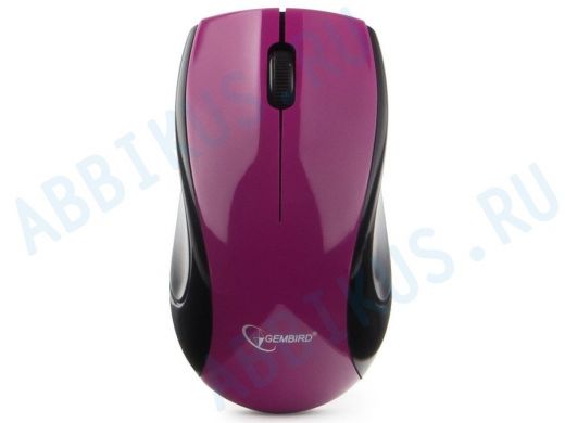 Мышь беспроводная Gembird MUSW-320-P, 2.4ГГц, фиолетовый, 2 кнопки+колесо-кнопка, 1000 DPI, батарейк