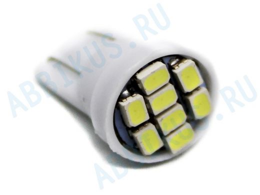 Лампа LED 12V для АВТО (цоколь T10) белая ( 8 LED, 3528)