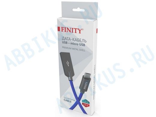 Кабель микро USB (AM/microBM)  1.2 м FINITY FUM-07 Premium Series, круглый, 2.4A,  цвет: синий