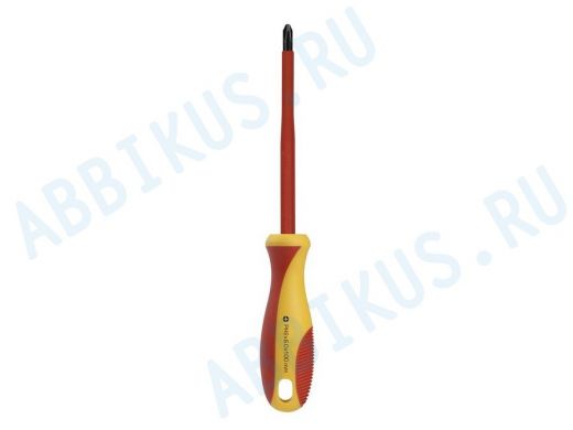 Отвертка диэлектрическая крестовая PH2x100, до 1000В, VDE, прорез.ручка, серт. испыт.