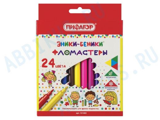 Фломастеры "BR-75470" "ЭНИКИ-БЕНИКИ", 24 цвета, вентилируемый колпачок