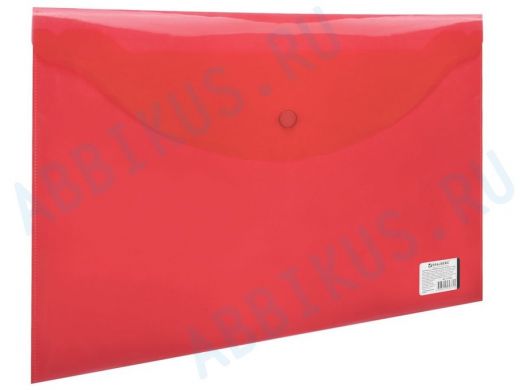 Папка-конверт с кнопкой "BR-76403", А4, до 100 л, прозрачная, красная, 0,15 мм