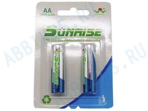 Аккумулятор AA 2600 mAh 1,2В  SUNRISING Ni-Mh 1.2 В AA 2600 мАч, в блистере