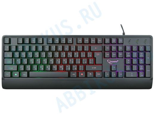 Клавиатура проводная Gembird KB-220L, USB,черный,104 клавиши,подсветка Rainbow,кабель 1.5м