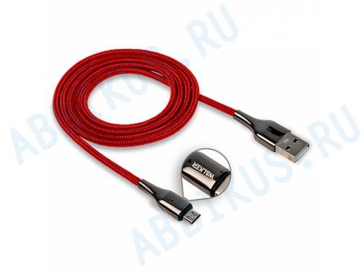 Кабель микро USB (AM/microBM)  Walker C930, индикатор, быстрый заряд, 3.1А, красный