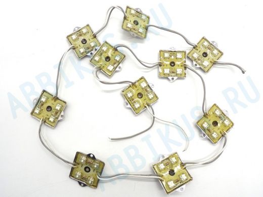LED модуль 37x37x5мм, 4 светодиода piranha с линзой 120,  RGB (141-329) (цена за 1модуль)