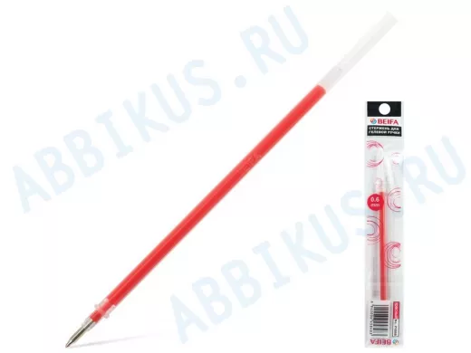 Стержень гелевый "BR-100966" , 135 мм, КРАСНЫЙ, 0,8 мм, линия письма 0,6 мм, подвес