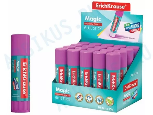 Клей-карандаш "Magic", 15 г "BR-102886", обесцвечивающийся после высыхания