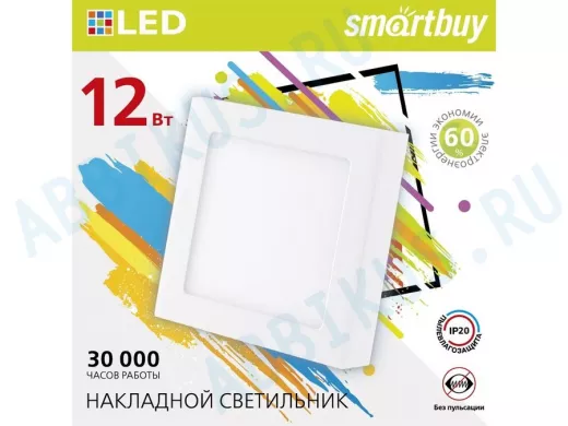 Накладной (LED) светильник Square SDL Smartbuy-12w/6500K/IP20 (SBL-SqSDL-12-65K)/40