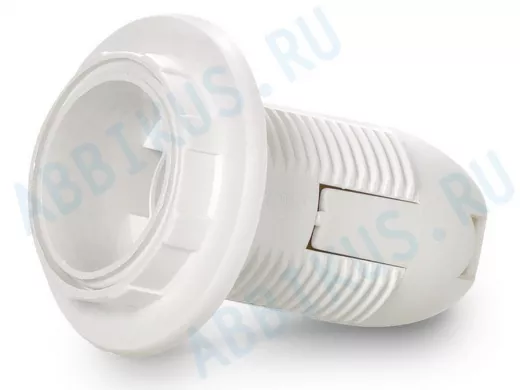 Патрон Е14 пластиковый с кольцом БЕЗ стикера, термостойкий пластик, белый (SBE-LHP-sr-E14-ns)
