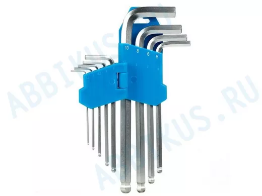 Набор шестигранников (HEX) c шаром 9 шт, длинные HEX:1.5,2,2.5,3,4,5,6,8,10, CR-V