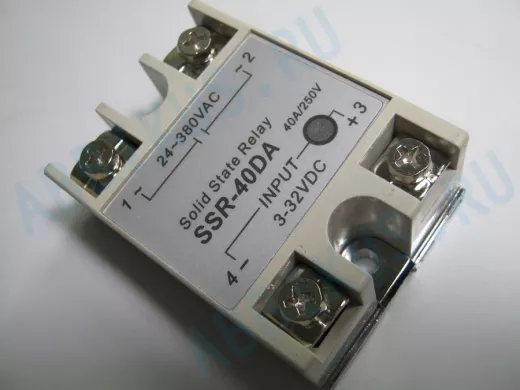 Твёрдотельное реле SSR-40DA  24...380В,40А;  управление от постоянного напряжения 3...32В