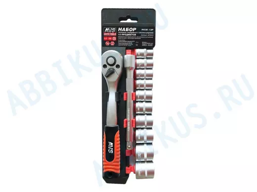 Набор головок торцевых с аксессуарами 3/8"DR (10-24 мм) (12 предметов) AVS NG38-12P