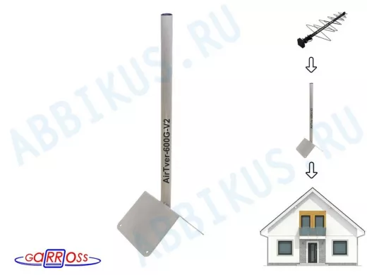 Кронштейн антенный на конёк крыши, диаметр 32мм AirTver-600V2-126088 серый высота 60см с заглушкой
