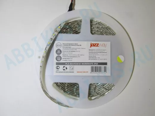 JazzWay Лента LED ECO 3528/60 Warmwhite IP65 5м 12В в силиконе