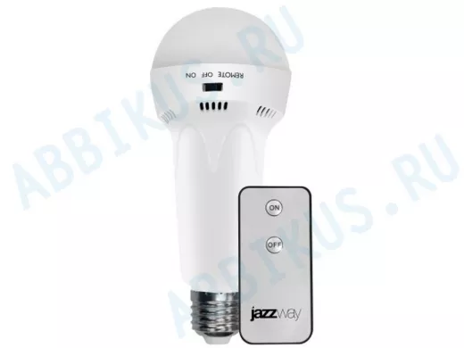 Светодиодная лампа-фонарь Е27 с пультом ДУ Jazzway Accu9-L3WR аварийный светильник,140Лм,4Вт 90минут