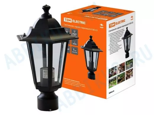 Светильник TDM садово-парковый 6100-03 шестигранник,100Вт,на опору,черный SQ0330-0008