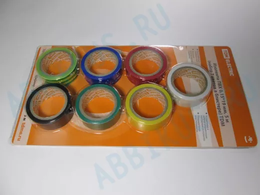 Изолента 19мм х  5метров  ПВХ TDM SQ0526-0051 (набор 7 цветов в блистере)   0,15мм