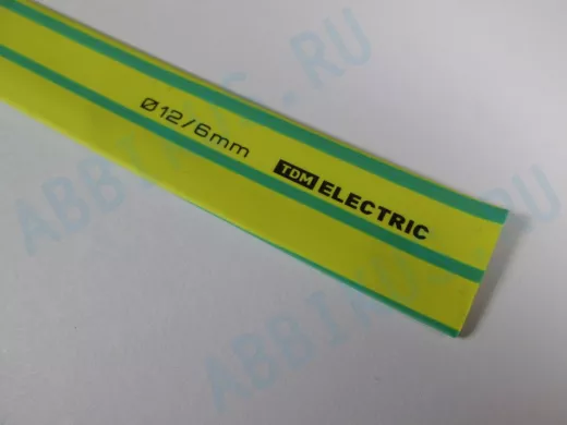 Термоусадка TDM ТУТнг 12/6 желто-зеленая 1м SQ0518-0224