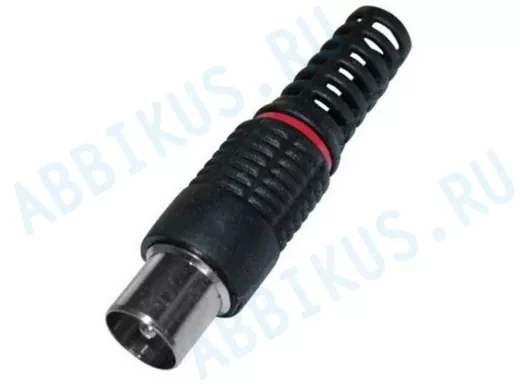 Штекер ТВ пластик-никель, винт-обжим, чёрный