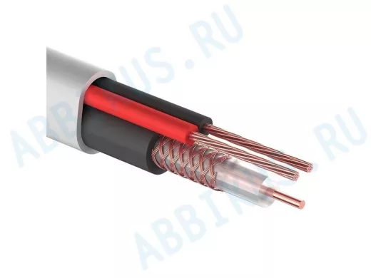 Кабель Видеонаблюдения D=7мм +2 х 0,5мм (12V) 200м белый  КВК-В-2 PROconnect