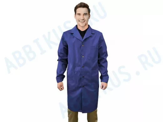 Халат рабочий мужской синий, бязь, размер 56-58, рост 170-176, плотность ткани 142 г/м2
