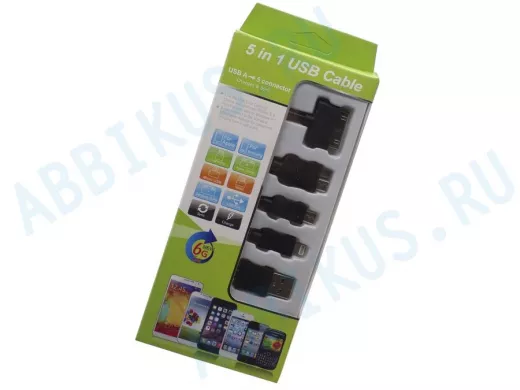 Шнур USB A штекер / IPhone, IPhone Lightning, USB 3.0 B micro, USB micro 5in1  1,1 м Сигнал