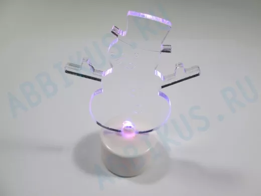 Фигура светодиодная на подставке "Снеговик в шляпе 2D", RGB