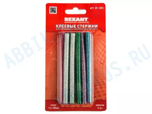 Клеевые стержни, диаметр  7,0мм, длина 100мм, Цветной с Блестка, REXANT   (12шт/уп) цена за упаковку