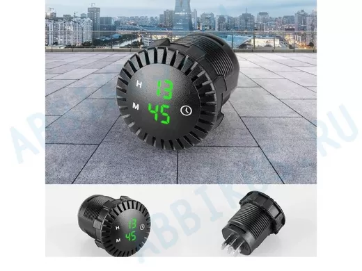 Часы TDS TS-CAU54 Зеленые часы автомобильные (Врезные)